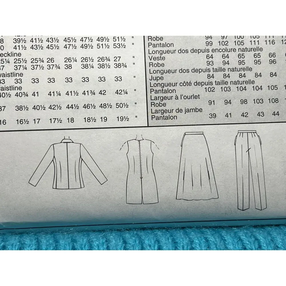 McCalls 8417 pattern suit jacket blazer dress pants skirt 1990s Size 8 10 12